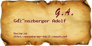 Günszberger Adolf névjegykártya